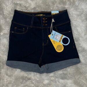 Wax Jean Dark Navy High-Waist Rolled Hem Denim Shorts